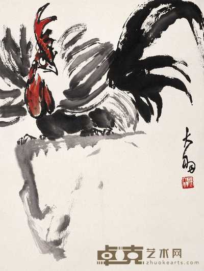 陈大羽 鸡 镜心 68×52cm